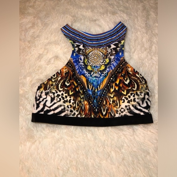 VENUS White, Black and Blue Graphic Animal print Bikini Top size 4 NWOT - Picture 3 of 11
